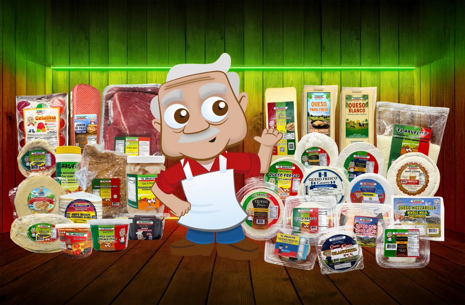 El Abuelito con toda su familia de productos